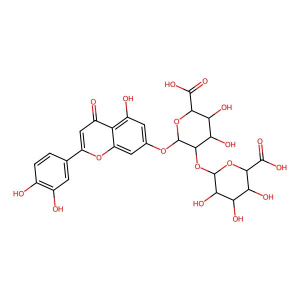 2D Structure of luteolin-7-O-[beta-D-glucuronosyl-(1->2)-beta-D-glucuronide]