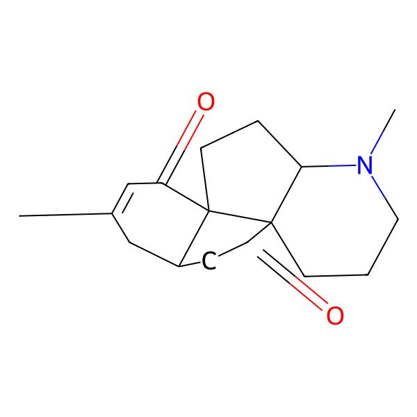 2D Structure of (1S,4S,9S,12S)-5,14-dimethyl-5-azatetracyclo[7.7.0.01,12.04,9]hexadec-14-ene-10,16-dione