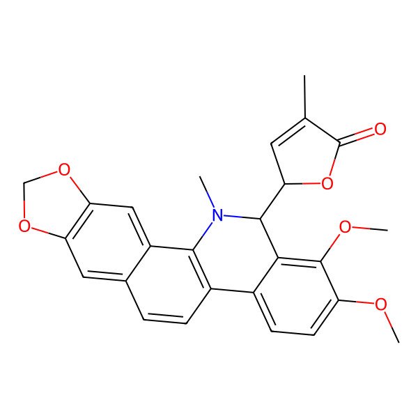 2D Structure of (2R)-2-[(13S)-1,2-dimethoxy-12-methyl-13H-[1,3]benzodioxolo[5,6-c]phenanthridin-13-yl]-4-methyl-2H-furan-5-one