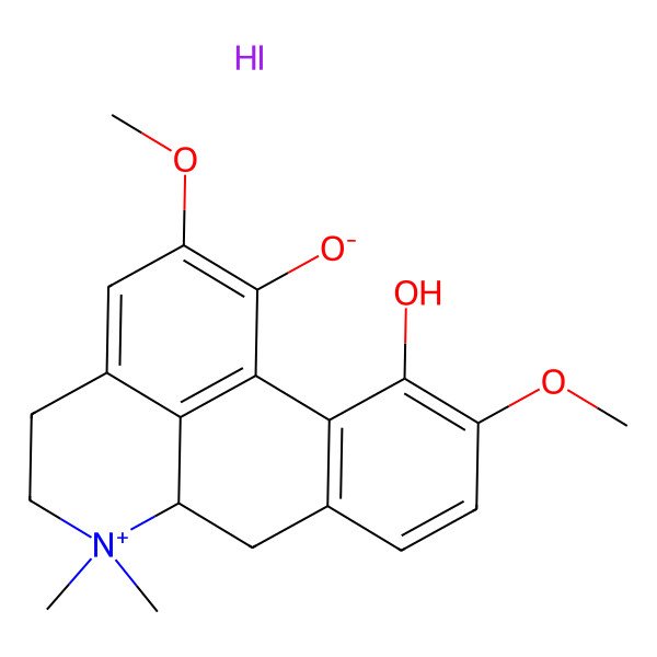 2D Structure of Magnoflorine iodide, (+)-(RG)