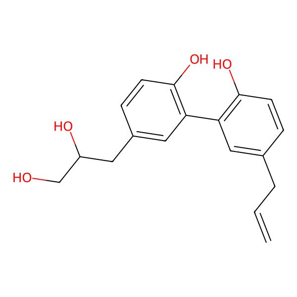 2D Structure of (2R)-3-[3-(5-allyl-2-hydroxy-phenyl)-4-hydroxy-phenyl]propane-1,2-diol