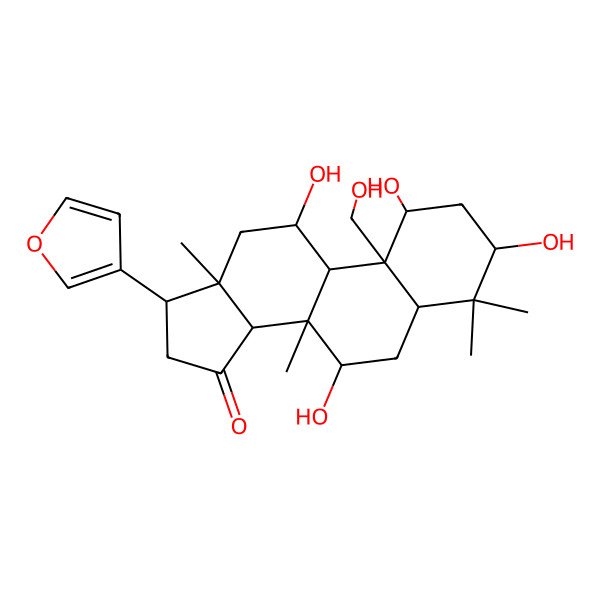 2D Structure of (1S,3R,5S,7R,8R,9S,10S,11S,13S,14R,17R)-17-(furan-3-yl)-1,3,7,11-tetrahydroxy-10-(hydroxymethyl)-4,4,8,13-tetramethyl-1,2,3,5,6,7,9,11,12,14,16,17-dodecahydrocyclopenta[a]phenanthren-15-one