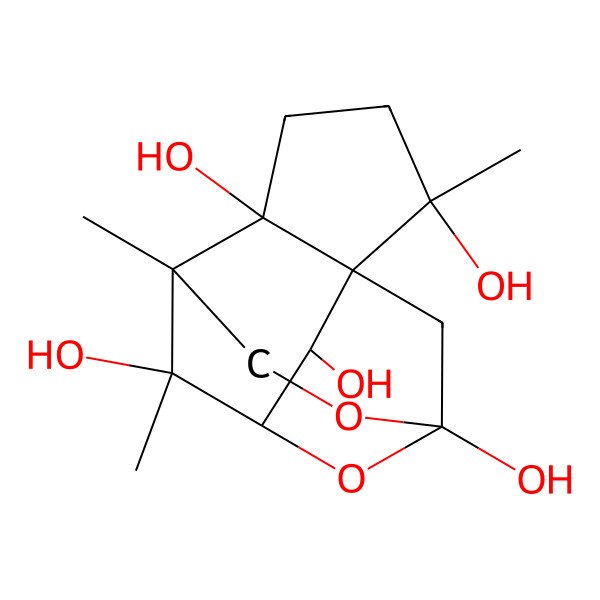 2D Structure of (1S,2S,5S,6S,7S,8R,10R,13R)-1,5,13-trimethyl-9,11-dioxatetracyclo[6.4.1.16,10.02,6]tetradecane-2,5,7,10,13-pentol