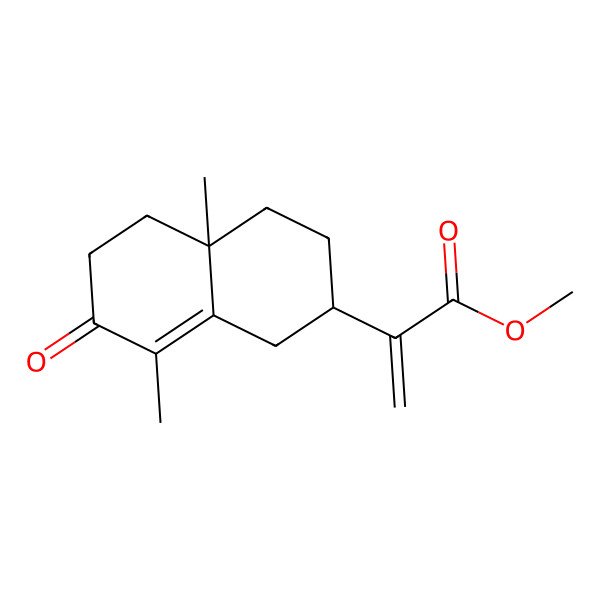 2D Structure of methyl 2-[(2R,4aS)-4a,8-dimethyl-7-oxo-1,2,3,4,5,6-hexahydronaphthalen-2-yl]prop-2-enoate