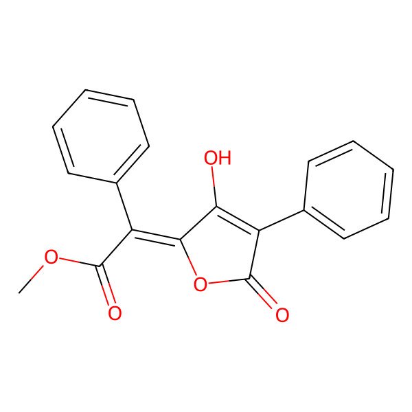 2D Structure of Methyl 2-(3,5-dioxo-4-phenyl-2-furylidene)-2-phenylacetate 2D Structure of Methyl 2-(3,5-dioxo-4-phenyl-2-furylidene)-2-phenylacetate