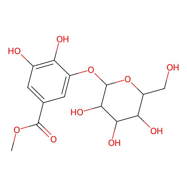 2D Structure of methyl 3-O-beta-glucopyranosyl-gallate