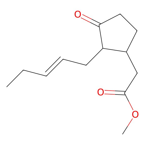2D Structure of methyl {3-oxo-2-[(2Z)-pent-2-en-1-yl]cyclopentyl}acetate