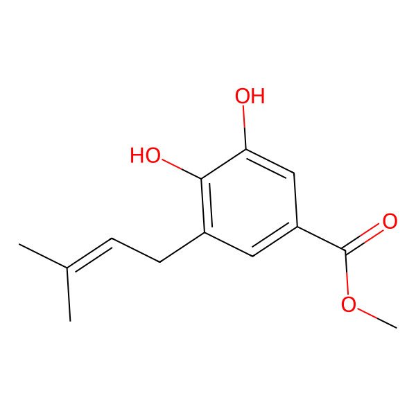 2D Structure of Methyl 3,4-dihydroxy-5-(3'-methyl-2'-butenyl)benzoate