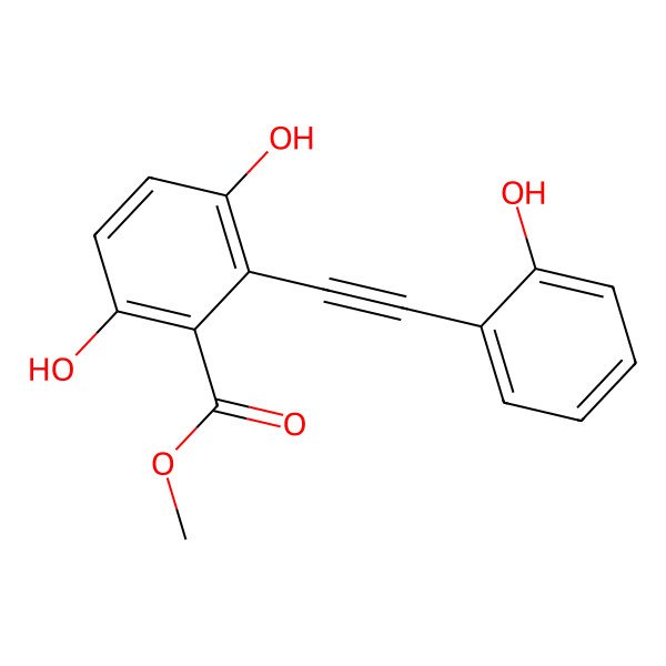 2D Structure of Methyl 3,6-dihydroxy-2-[2-(2-hydroxyphenyl)ethynyl]benzoate