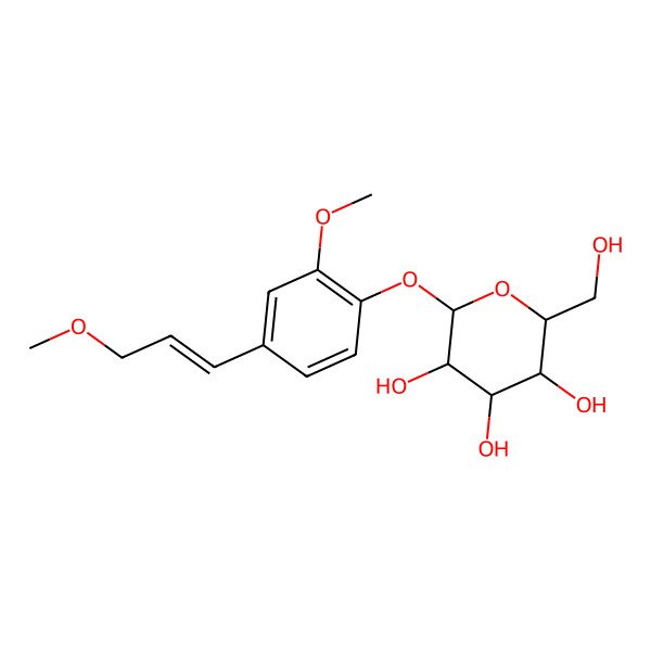 2D Structure of (2R,3S,4S,5R,6S)-2-(hydroxymethyl)-6-[2-methoxy-4-[(E)-3-methoxyprop-1-enyl]phenoxy]oxane-3,4,5-triol