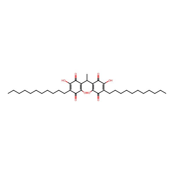 2D Structure of 2-[1-(2,5-Dihydroxy-3,6-dioxo-4-undecylcyclohexa-1,4-dien-1-yl)ethyl]-3,6-dihydroxy-5-undecylcyclohexa-2,5-diene-1,4-dione