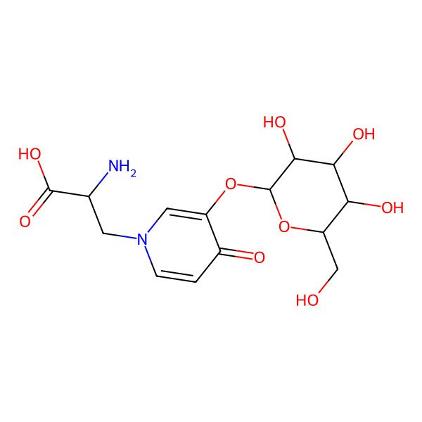 2D Structure of 2-amino-3-[4-oxo-3-[(2S,3R,4S,5S,6R)-3,4,5-trihydroxy-6-(hydroxymethyl)oxan-2-yl]oxypyridin-1-yl]propanoic acid
