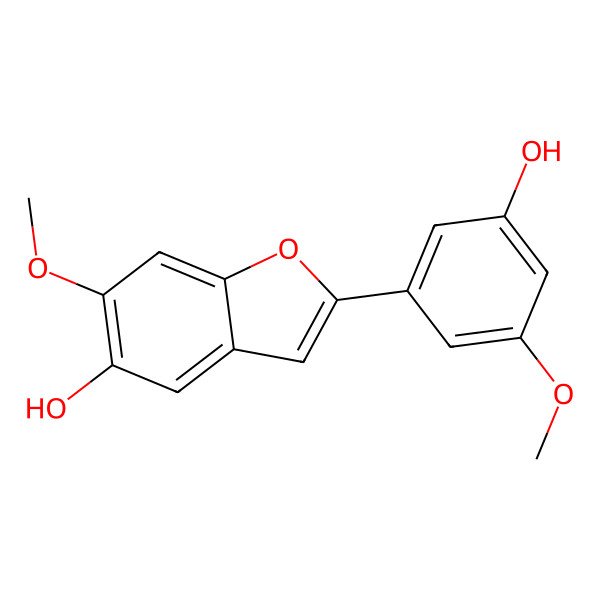 2D Structure of 2-(3-Hydroxy-5-methoxyphenyl)-6-methoxy-5-benzofuranol