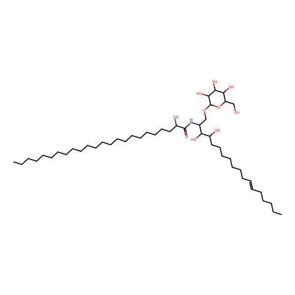 2D Structure of (2R)-N-[(Z,2S,3S,4R)-3,4-dihydroxy-1-[(2R,3R,4S,5S,6R)-3,4,5-trihydroxy-6-(hydroxymethyl)oxan-2-yl]oxyoctadec-12-en-2-yl]-2-hydroxytetracosanamide