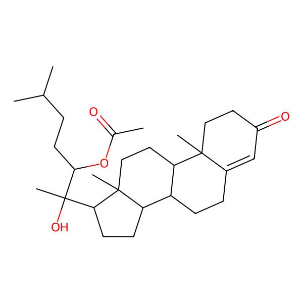 2D Structure of [(2R,3R)-2-[(8S,9S,10R,13S,14S,17S)-10,13-dimethyl-3-oxo-1,2,6,7,8,9,11,12,14,15,16,17-dodecahydrocyclopenta[a]phenanthren-17-yl]-2-hydroxy-6-methylheptan-3-yl] acetate