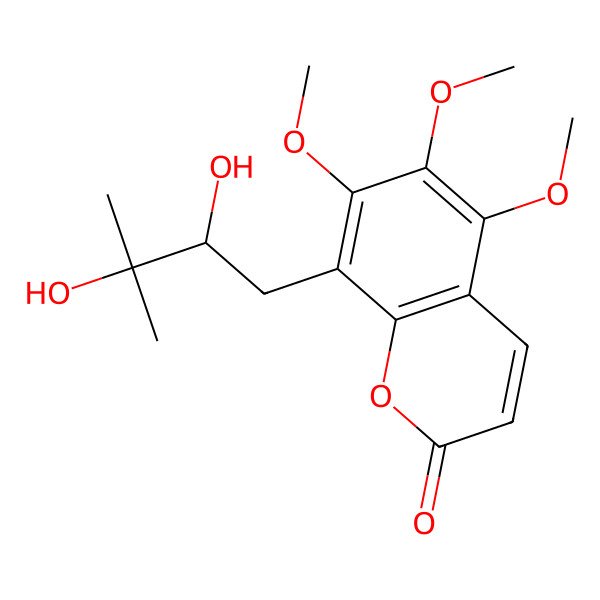 2D Structure of 8-(2,3-Dihydroxy-3-methylbutyl)-5,6,7-trimethoxychromen-2-one 2D Structure of 8-(2,3-Dihydroxy-3-methylbutyl)-5,6,7-trimethoxychromen-2-one