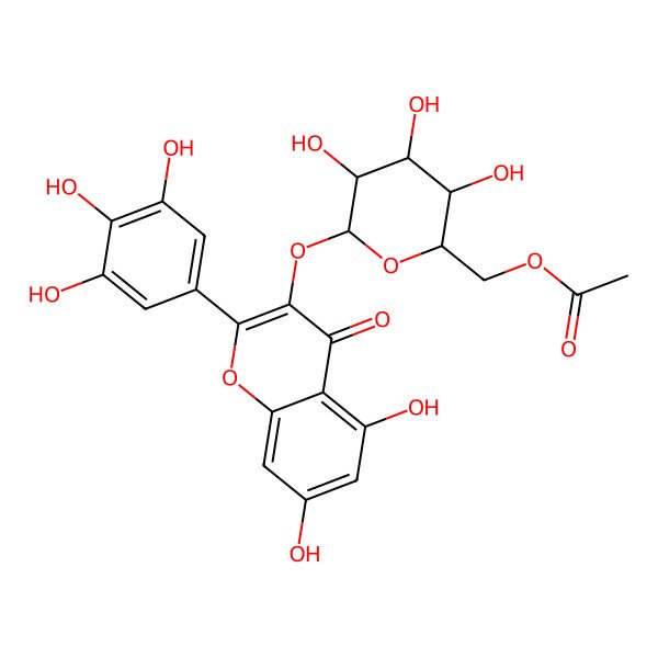 2D Structure of [(2R,3R,4S,5R,6S)-6-[5,7-dihydroxy-4-oxo-2-(3,4,5-trihydroxyphenyl)chromen-3-yl]oxy-3,4,5-trihydroxyoxan-2-yl]methyl acetate