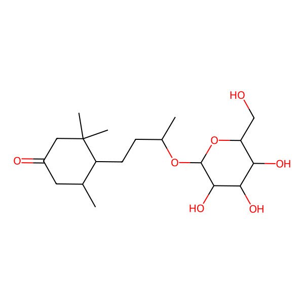 2D Structure of (4S,5R)-3,3,5-trimethyl-4-[(3R)-3-[(2R,3R,4S,5S,6R)-3,4,5-trihydroxy-6-(hydroxymethyl)oxan-2-yl]oxybutyl]cyclohexan-1-one
