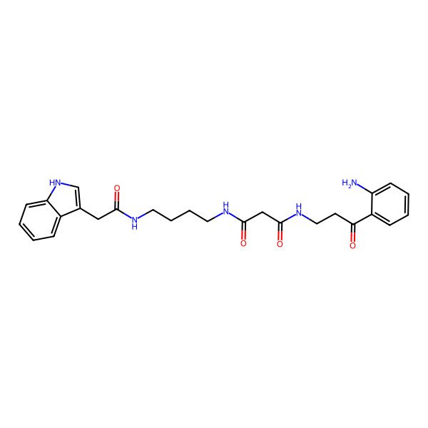 2D Structure of N'-[3-(2-aminophenyl)-3-oxopropyl]-N-[4-[[2-(1H-indol-3-yl)acetyl]amino]butyl]propanediamide