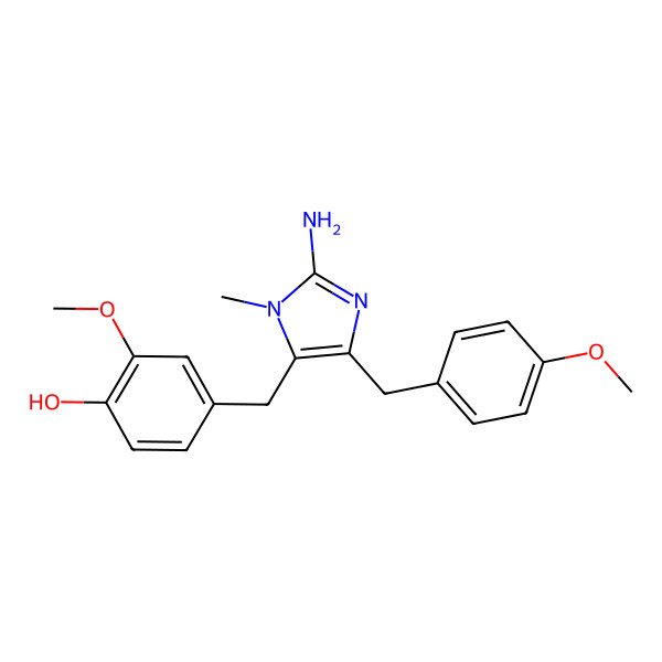 2D Structure of 4-[[2-Amino-5-[(4-methoxyphenyl)methyl]-3-methylimidazol-4-yl]methyl]-2-methoxyphenol