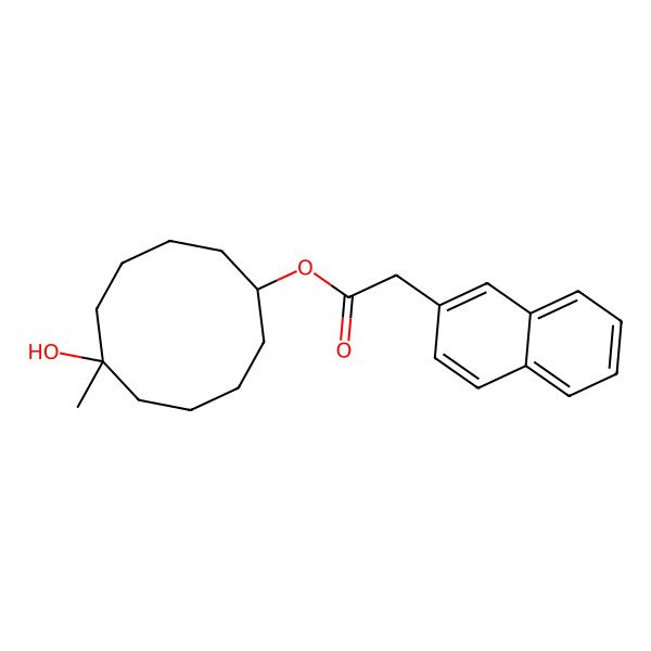 2D Structure of Naphthalen-2-yl-acetic acid, 6-hydroxy-6-methyl-cyclodecyl ester