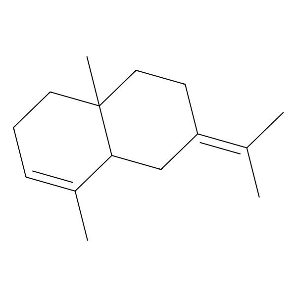 2D Structure of Naphthalene, 1,2,3,4,4a,5,6,8a-octahydro-4a,8-dimethyl-2-(1-methylethylidene)-, (4aR-trans)-