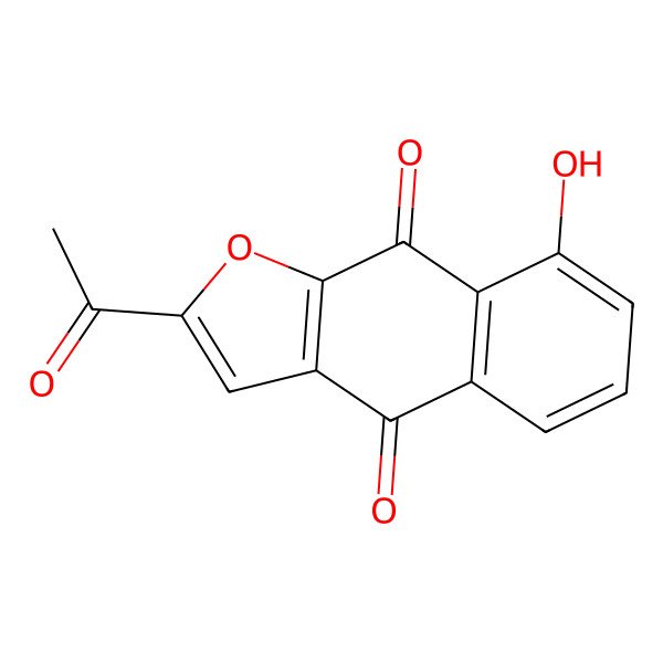 2D Structure of Naphtho[2,3-b]furan-4,9-dione, 2-acetyl-8-hydroxy-