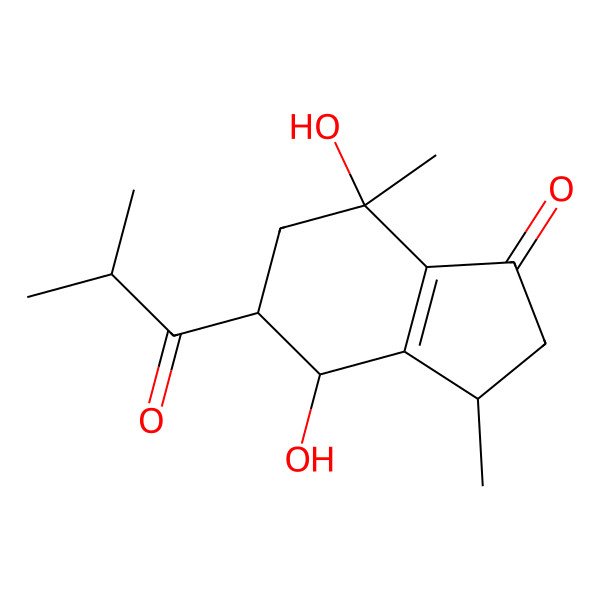 2D Structure of (3R,4R,5R,7S)-4,7-dihydroxy-3,7-dimethyl-5-(2-methylpropanoyl)-3,4,5,6-tetrahydro-2H-inden-1-one 2D Structure of (3R,4R,5R,7S)-4,7-dihydroxy-3,7-dimethyl-5-(2-methylpropanoyl)-3,4,5,6-tetrahydro-2H-inden-1-one