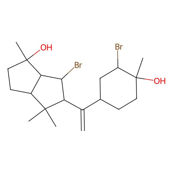 2D Structure of (1S,3aR,5S,6S,6aR)-6-bromo-5-[1-[(1R,3R,4S)-3-bromo-4-hydroxy-4-methylcyclohexyl]ethenyl]-1,4,4-trimethyl-2,3,3a,5,6,6a-hexahydropentalen-1-ol