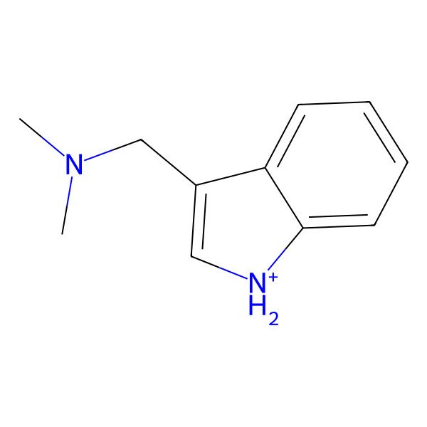 2D Structure of N,N-Dimethyl-1H-indole-3-(methanaminium)