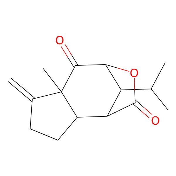 2D Structure of (1R,2S,6R,8R,11S)-6-methyl-5-methylidene-11-propan-2-yl-9-oxatricyclo[6.2.1.02,6]undecane-7,10-dione