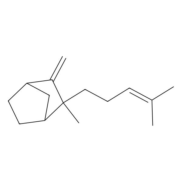 2D Structure of Norbornane, 2-methyl-3-methylene-2-(4-methyl-3-pentenyl)- 2D Structure of Norbornane, 2-methyl-3-methylene-2-(4-methyl-3-pentenyl)-
