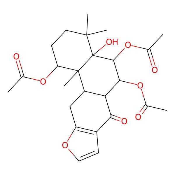 2D Structure of [(1S,4aR,5S,6R,6aS,11aS,11bS)-5,6-diacetyloxy-4a-hydroxy-4,4,11b-trimethyl-7-oxo-1,2,3,5,6,6a,11,11a-octahydronaphtho[2,1-f][1]benzofuran-1-yl] acetate