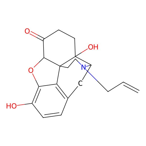 2D Structure of 4a,9-dihydroxy-3-prop-2-enyl-2,4,5,6,7a,13-hexahydro-1H-4,12-methanobenzofuro(3,2-e)isoquinoline-7-one
