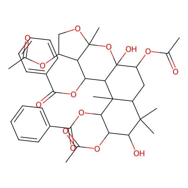 2D Structure of [(1S,2S,3R,4S,5S,7S,9R,10R,12R,15S,16R,17S)-4,9,15-triacetyloxy-3-benzoyloxy-5,10-dihydroxy-2,6,6,12-tetramethyl-11,13-dioxatetracyclo[8.7.0.02,7.012,16]heptadecan-17-yl] benzoate