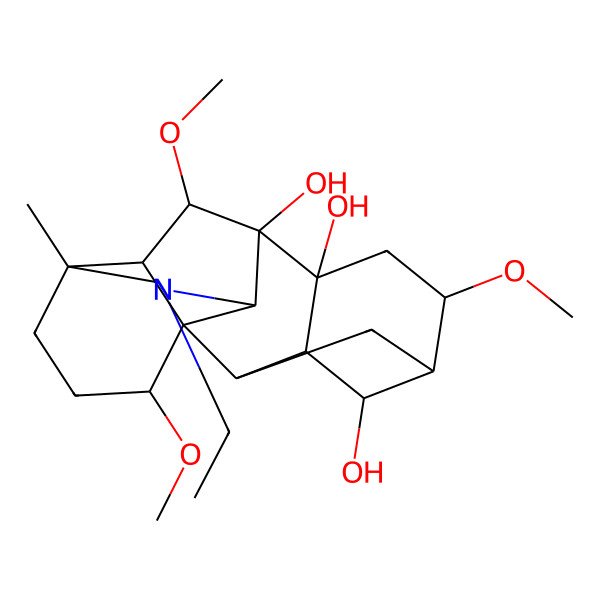 2D Structure of (1S,2R,3R,4S,5S,6S,8R,9S,10S,13R,16S,17R,18S)-11-ethyl-6,16,18-trimethoxy-13-methyl-11-azahexacyclo[7.7.2.12,5.01,10.03,8.013,17]nonadecane-4,8,9-triol