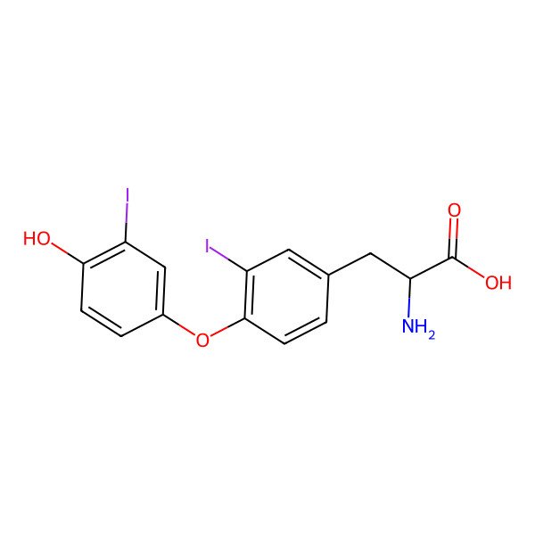 2D Structure of (2R)-2-amino-3-[4-(4-hydroxy-3-iodophenoxy)-3-iodophenyl]propanoic acid