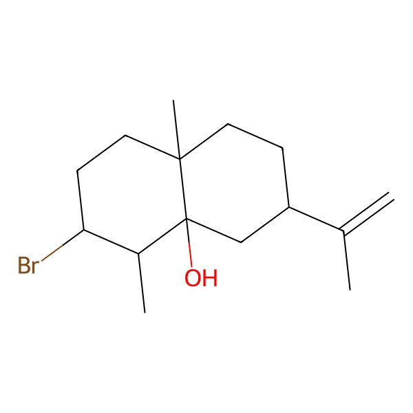2D Structure of (3R,4R,4aS,6R,8aS)-3-bromo-4,8a-dimethyl-6-prop-1-en-2-yl-1,2,3,4,5,6,7,8-octahydronaphthalen-4a-ol