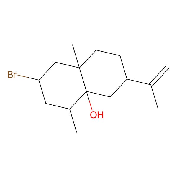 2D Structure of Octahydro-7beta-bromo-5beta,8abeta-dimethyl-3beta-(1-methylethenyl)naphthalen-4abeta(8aH)-ol