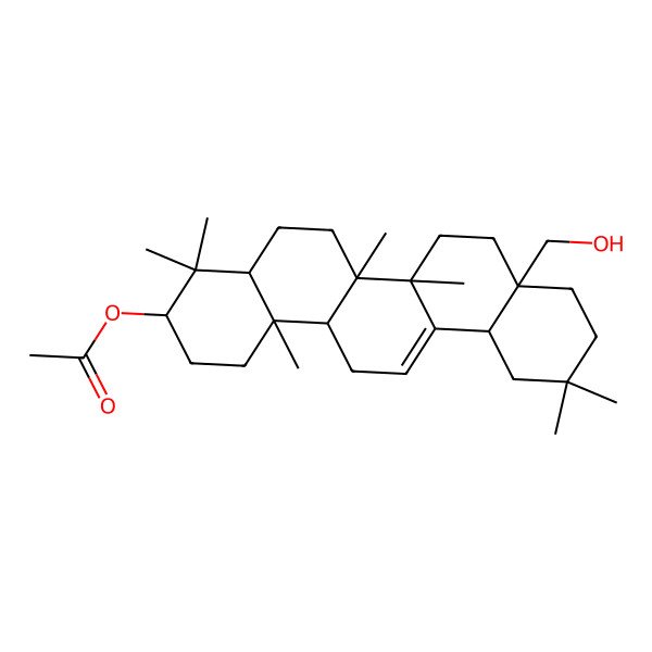2D Structure of [(3S,4aR,6aR,6bS,8aS,12aS,14aR,14bR)-8a-(hydroxymethyl)-4,4,6a,6b,11,11,14b-heptamethyl-1,2,3,4a,5,6,7,8,9,10,12,12a,14,14a-tetradecahydropicen-3-yl] acetate
