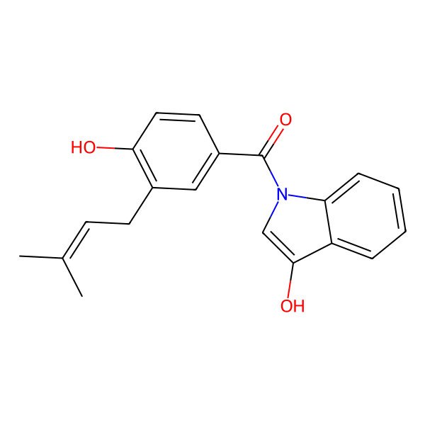 2D Structure of (3-Hydroxyindol-1-yl)-[4-hydroxy-3-(3-methylbut-2-enyl)phenyl]methanone