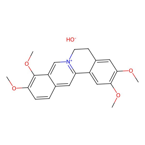 2D Structure of Dibenzo(a,g)quinolizinium, 5,6-dihydro-2,3,9,10-tetramethoxy-, hydroxide (1:1)