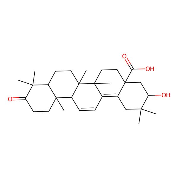 2D Structure of (3R,4aR,6aR,6aS,6bR,8aR,12aS)-3-hydroxy-2,2,6a,6b,9,9,12a-heptamethyl-10-oxo-3,4,5,6,6a,7,8,8a,11,12-decahydro-1H-picene-4a-carboxylic acid