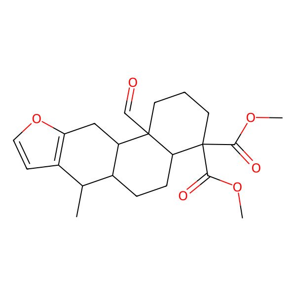 2D Structure of dimethyl (4aR,6aS,7R,11aS,11bS)-11b-formyl-7-methyl-1,2,3,4a,5,6,6a,7,11,11a-decahydronaphtho[2,1-f][1]benzofuran-4,4-dicarboxylate
