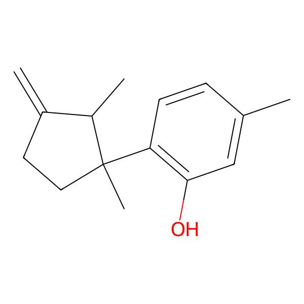2D Structure of Phenol, 2-[(1R,2S)-1,2-dimethyl-3-methylenecyclopentyl]-5-methyl-