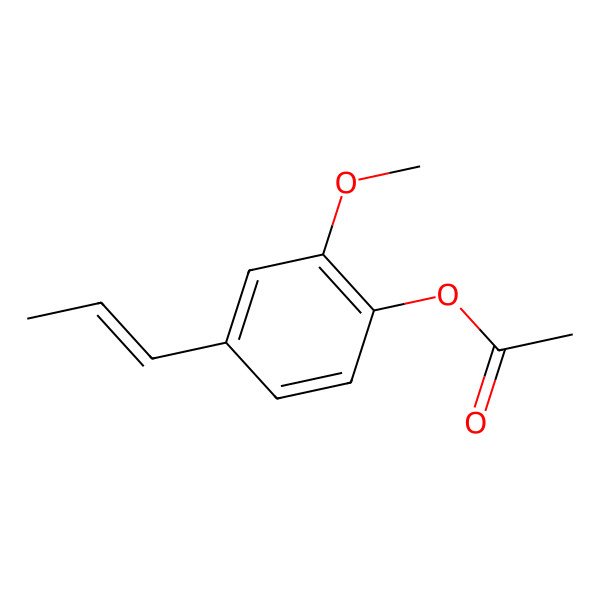 2D Structure of Phenol, 2-methoxy-4-(1-propenyl)-, acetate, (Z)- 2D Structure of Phenol, 2-methoxy-4-(1-propenyl)-, acetate, (Z)-