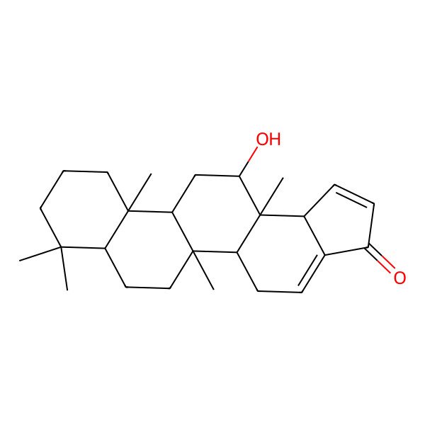 2D Structure of (5aS,5bR,7aS,11aS,11bR,13S,13aS,13bR)-13-hydroxy-5b,8,8,11a,13a-pentamethyl-5,5a,6,7,7a,9,10,11,11b,12,13,13b-dodecahydrocyclopenta[a]chrysen-3-one