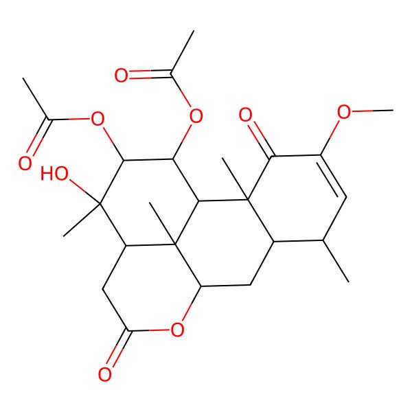 2D Structure of [(1S,2S,6S,7S,9R,13R,14S,15R,16S,17R)-15-acetyloxy-14-hydroxy-4-methoxy-2,6,14,17-tetramethyl-3,11-dioxo-10-oxatetracyclo[7.7.1.02,7.013,17]heptadec-4-en-16-yl] acetate