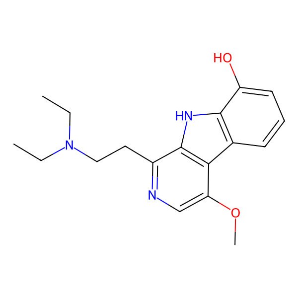 2D Structure of 1-[2-(diethylamino)ethyl]-4-methoxy-9H-pyrido[3,4-b]indol-8-ol