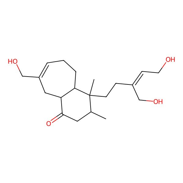 2D Structure of (1S,2R,4aS,9aS)-1-[(Z)-5-hydroxy-3-(hydroxymethyl)pent-3-enyl]-6-(hydroxymethyl)-1,2-dimethyl-3,4a,5,8,9,9a-hexahydro-2H-benzo[7]annulen-4-one